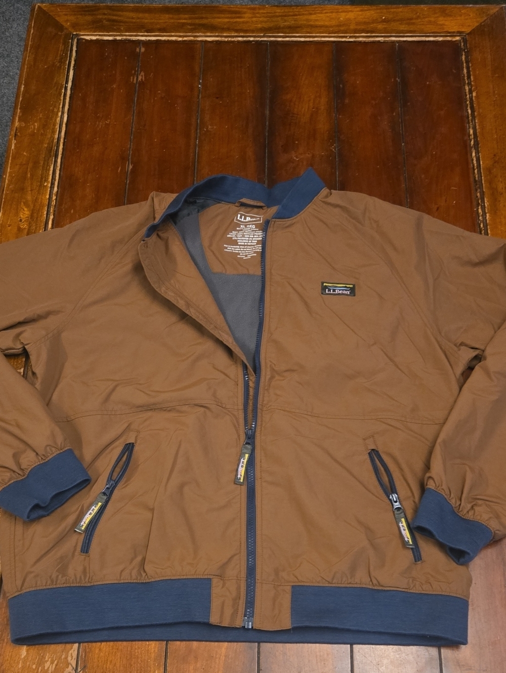 L.L. Bean Brown Jacket with Navy Trim